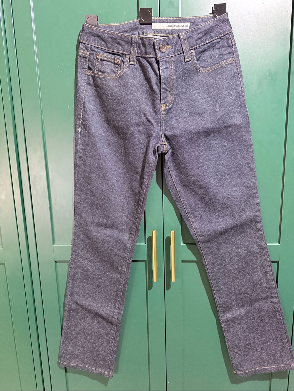 DKNY Straight Leg Jeans in Dark Blue Denim